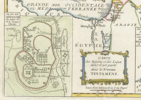 New Testament Holy Land Map with Jerusalem Plan, French, c.1779, close-up 4