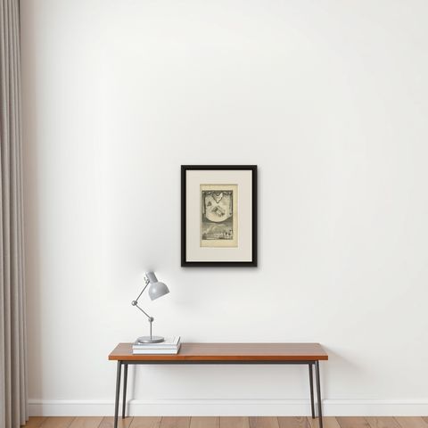 Antique Print of the Clara Monastery in Amsterdam, circa 1760, shown framed on a wall, true to size