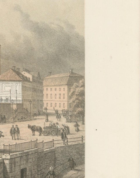 Uppsala St Eriks Torg Cathedral View, Swedish Tinted Lithograph by A. Nay, 1877, view 9