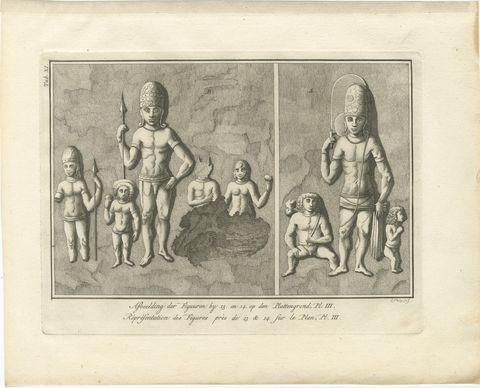Elephanta Cave Sculptures at Stations 13 and 14, Antique Print, 1780, view 2