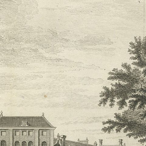 Antique Print of Two Jewish Synagogues in Amsterdam, The Netherlands, c.1760, close-up 3