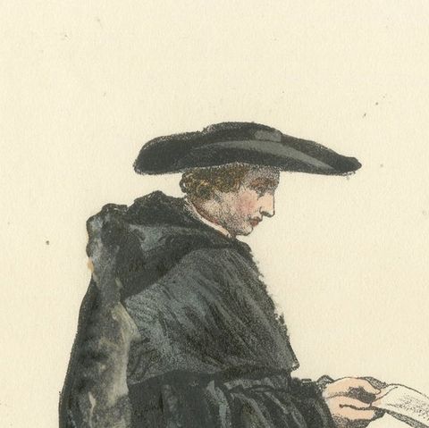 Augustin, 1862 Hand-Colored Lithograph of an Augustinian Monk, close-up 1