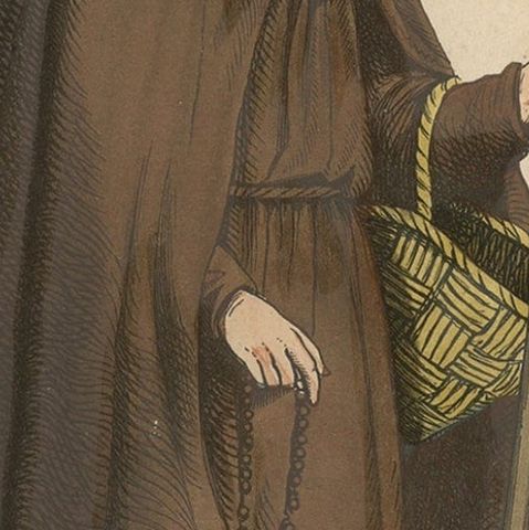 Print of a Monk of the Order of Poor Volunteers with Crucifix, 1845, close-up 2