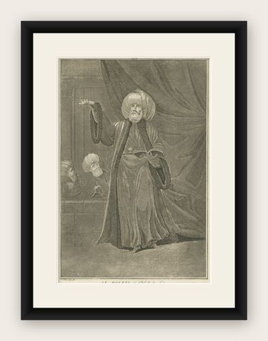 Print of a Mufti or Sunni Islamic Scholar, an Interpreter of Islamic Law, c.1725, shown framed