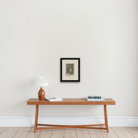 Antique Print of Martin Luther's Monastery Room in Germany, 1838, shown framed on a wall, true to size