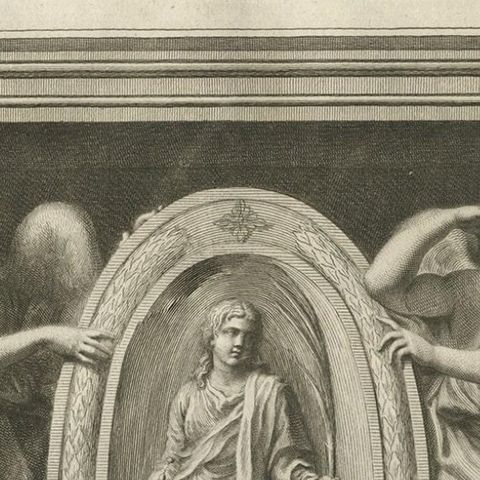 Original Antique Engraving of Saint Natalie, 1762, close-up 2
