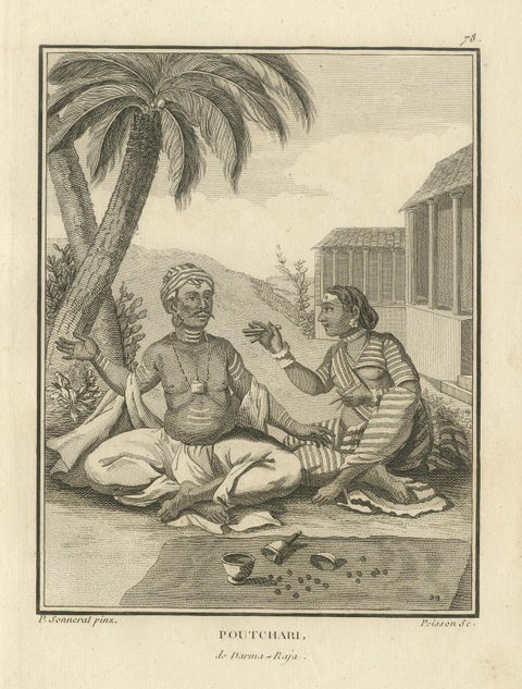 Hindu Couple with Ritual Implements, Poutchari of Darma Raja, 1806, close-up 5