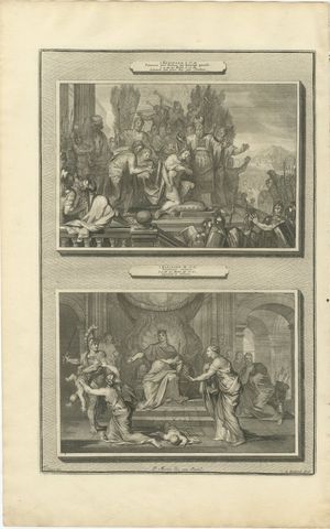 Solomon Anointed King and the Judgment of Solomon, Pieter Mortier, circa 1700, view 2