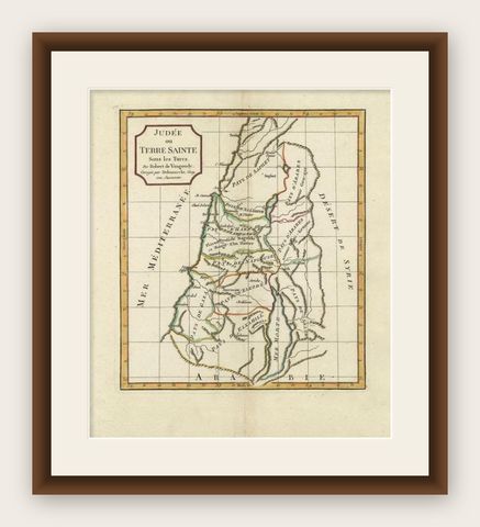 Antique Map of the Holy Land by Delamarche, 1806, shown framed