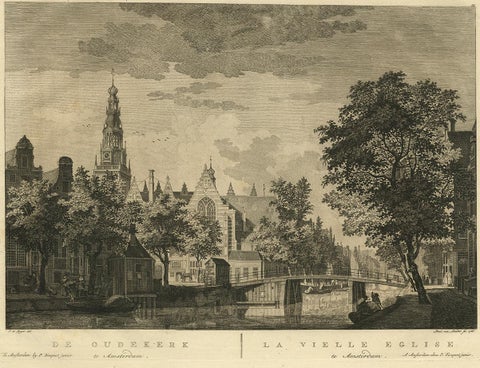 Antique Print of the 'Oudekerk' Church in Amsterdam by P. Van Liender, 1760, view 2