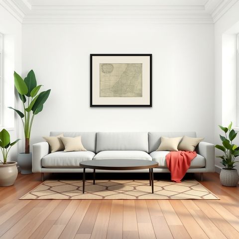 Holy Land Map, Terra Promissa or Judaea, Nicolas Sanson, c.1700, shown framed in a room, true to size