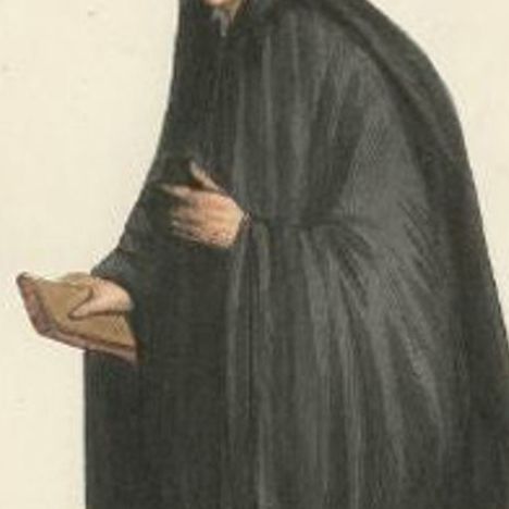 Antique Print of a Cluny Benedictine Monk, 1845, close-up 1
