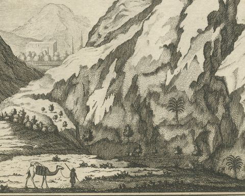 Mount Sinai Monastery from the Second Viewpoint, Antique Print, 1776, close-up 1