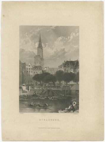 Strasburg Cathedral, Alsace, Steel Engraving after B. Foster, circa 1865, view 2