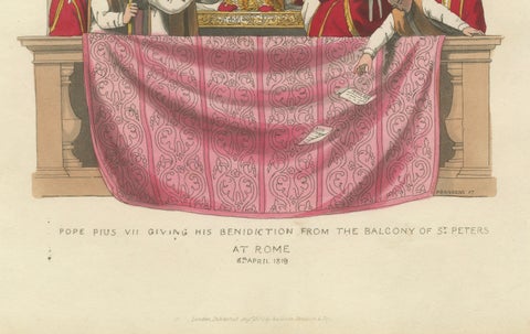 Pope Pius VII Giving His Benediction from St Peter’s Balcony, Engraved in 1819, close-up 2