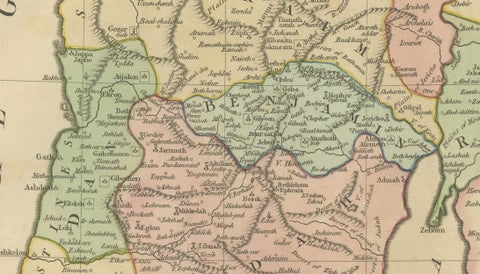 Canaan from Joshua to the Babylonian Captivity, Biblical Holy Land Map, 1823, close-up 6
