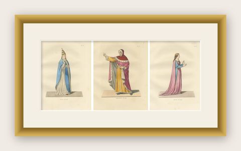 Ecclesiastical and Civic Dress in Renaissance Italy: Pope, Judge, Lady, 1845, shown framed