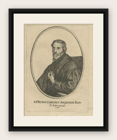 Old Portrait of Peter Canisius, a Renowned Dutch Jesuit Catholic Priest, Ca.1650, shown framed