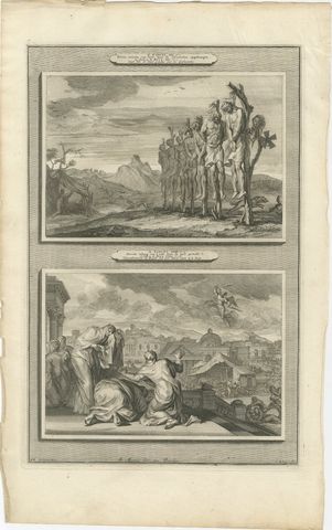 Sons of Saul Hanged and the Plague after David's Census, Mortier, circa 1700, view 2