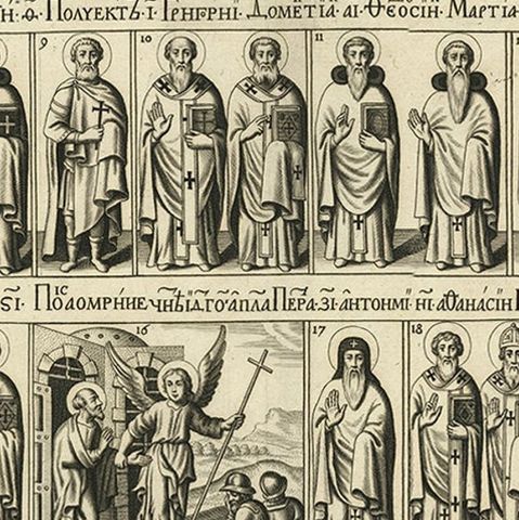 Antique Print of a Religious Calendar, Depicting the Month January, 1680, close-up 2