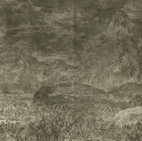 Antique Bible Print Gideon Defeats the Midianites by J. Luyken, 1743, close-up 1