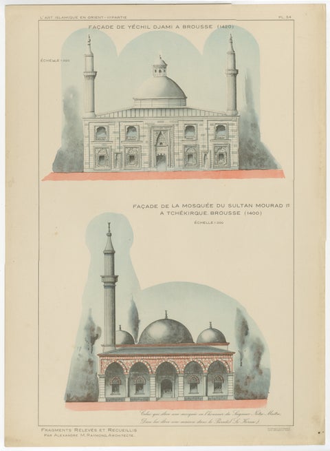 Original 1924 Ottoman Mosque Facades, Yeşil Djami & Sultan Murad Mosque, Bursa, view 2