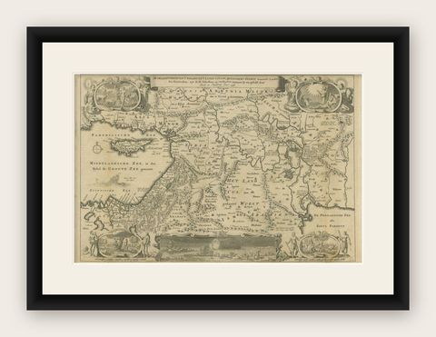 Antique Map of the Holy Land by Keur, 1748, shown framed