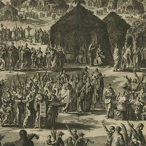 Antique Bible Print the Festival of Shelters by J. Luyken, 1743, close-up 2
