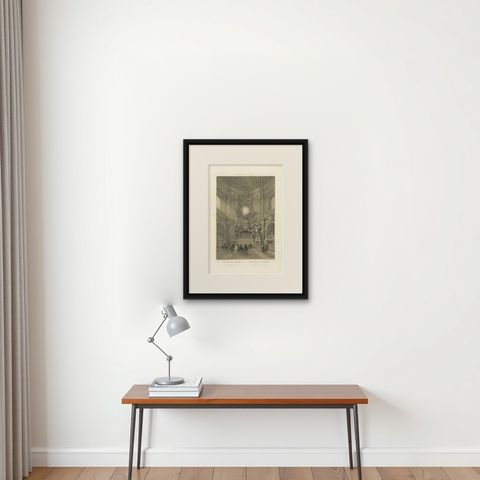 Chair of St Peter, Vatican, Baroque Masterpiece Interior, 1868, shown framed on a wall, true to size