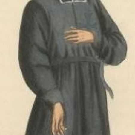 Antique Print of a Monk of the Order of Bethlehemite Friars, 1845, close-up 1