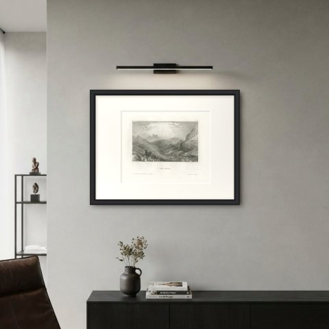 Mount Sinai, Antique View of the Holy Mountain with an Encampment, circa 1850, shown framed on a wall, true to size
