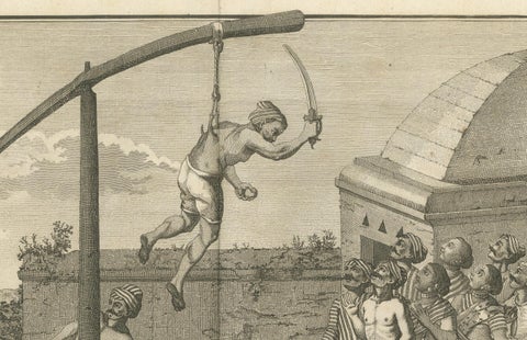 Hindu Hook-Swinging Ceremony in Honor of Mariamman, Engraving, 1806, close-up 4