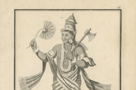 Rare 1806 Krishna Vishnu Avatar Antique Print, Hindu Engraving Collectible, close-up 1
