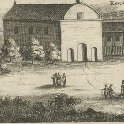 Antique Print of a Church in Oudewil in Ceylon or Nowadays Sri Lanka, 1672, close-up 2