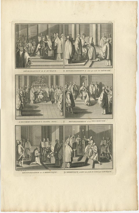 Old Religion Print Showing Six Roman Catholic Habits, Rituals & Ceremonies, 1723, view 2