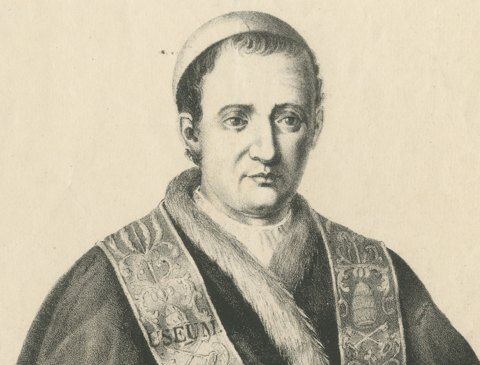 Pope Gregory XVI, Antique Lithograph Portrait, circa 1831, close-up 1