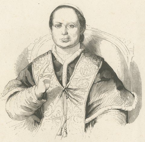 Pope Pius IX, Wood Engraved Portrait, Dittmarsch, Stuttgart, circa 1850