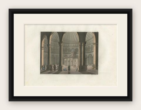 Antique Print of the Church of the Holy Sepulchre by Ferrario '1831', shown framed