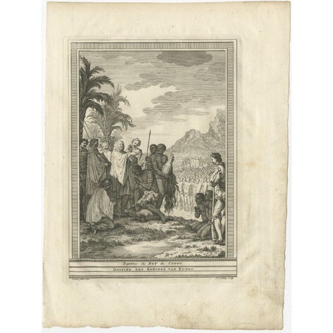 Antique Print of the Baptism of the King of Congo in Africa, 1747, view 2