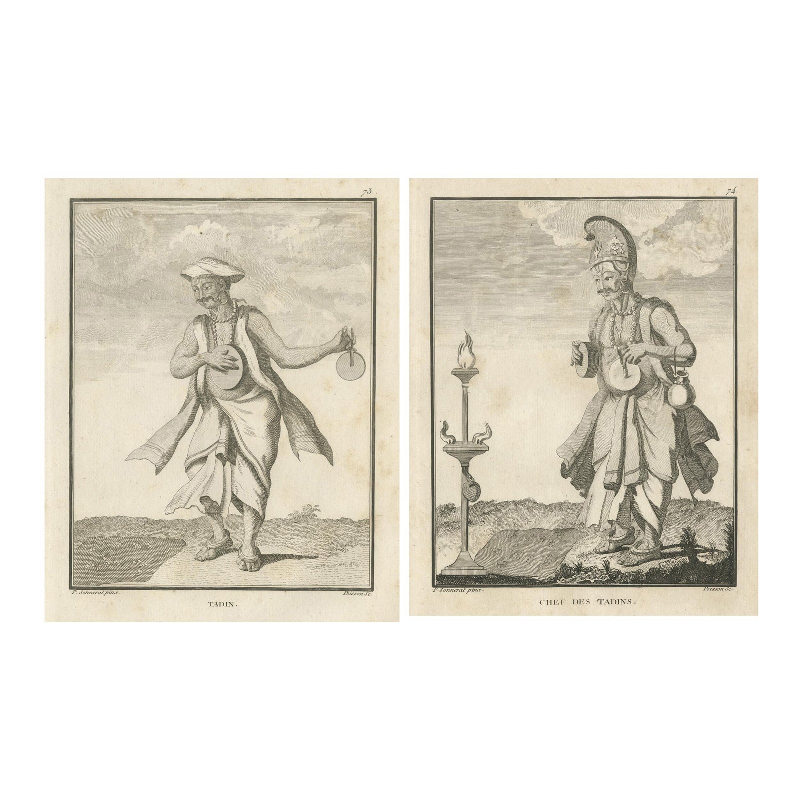 Hindu Temple Musicians, Tadin and Chief of the Tadins, 1806