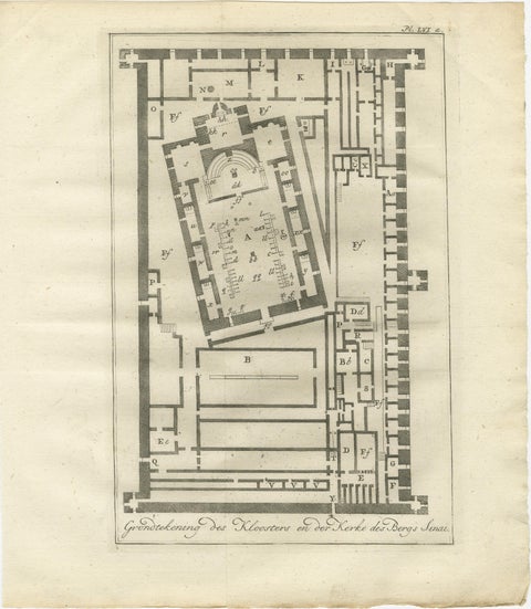 St. Catherine’s Monastery at Mount Sinai, Plan and Elevation Engravings c.1776, view 2