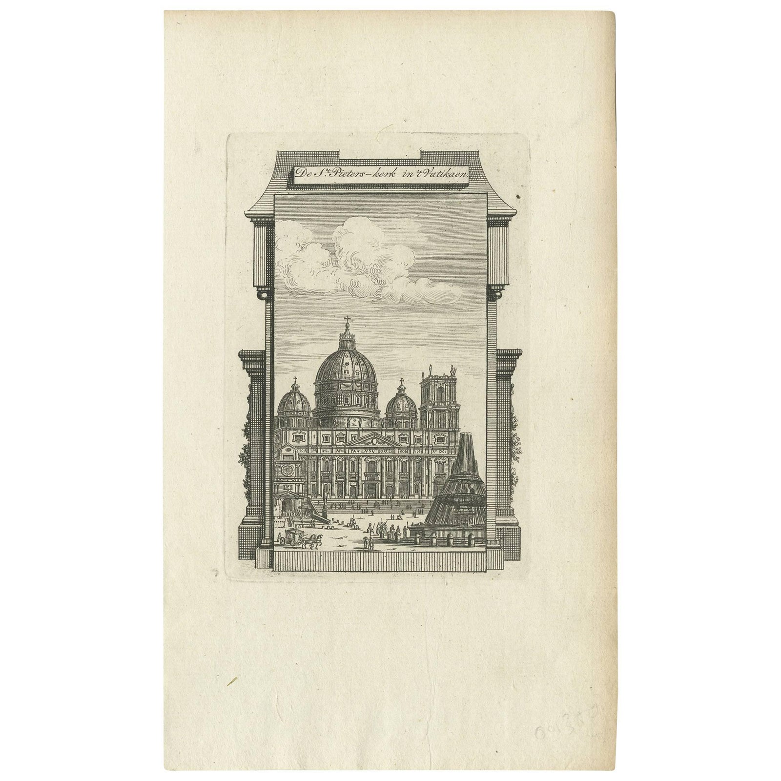Antique Print of the Exterior of the Papal Basilica of St. Peter, 1779