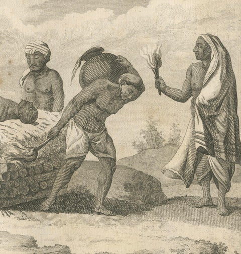 Hindu Funeral Ceremony, Vaishnavite Rites, Sonnerat Engraving, Paris 1806, close-up 4