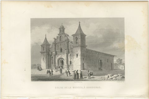Honduras Colonial Church La Merced, 19th Century Architectural Engraving, 1867, view 2