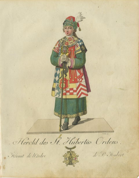Herald of the Order of Saint Hubert: 1791 Colored Engraving in Ceremonial Dress, view 2
