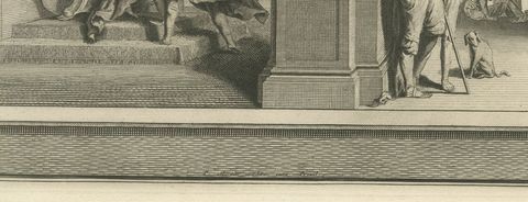 Punishment of Adonibezek and Ehud Kills Eglon, Mortier Bible circa 1700, close-up 1