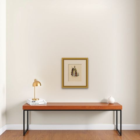 Le Pape en Grande Cérémonie, Genuine Antique Print of the Pope in Full Ceremony, shown framed on a wall, true to size