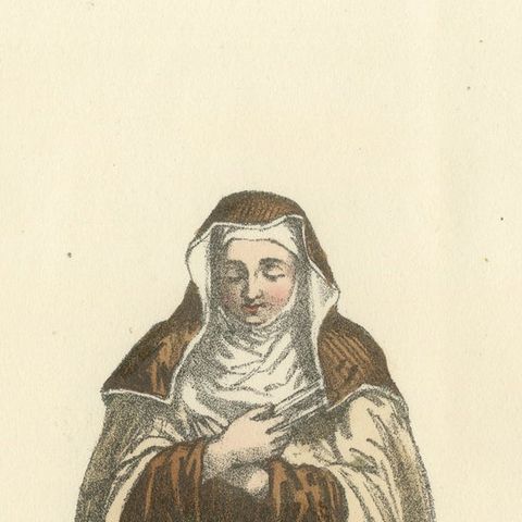 Carmélite, 1862 Hand-Colored Lithograph of a Carmelite Nun, close-up 1