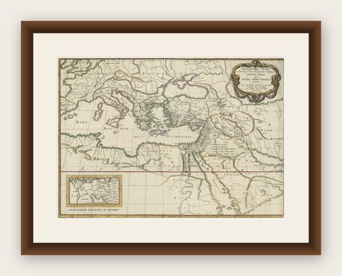 Antique Map of the Holy Land Described in the Old and New Testament, ca.1660, shown framed