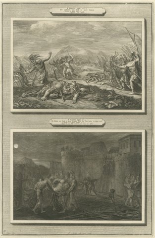 Death of Saul and the Men of Jabesh Recover His Body, Pieter Mortier, circa 1700